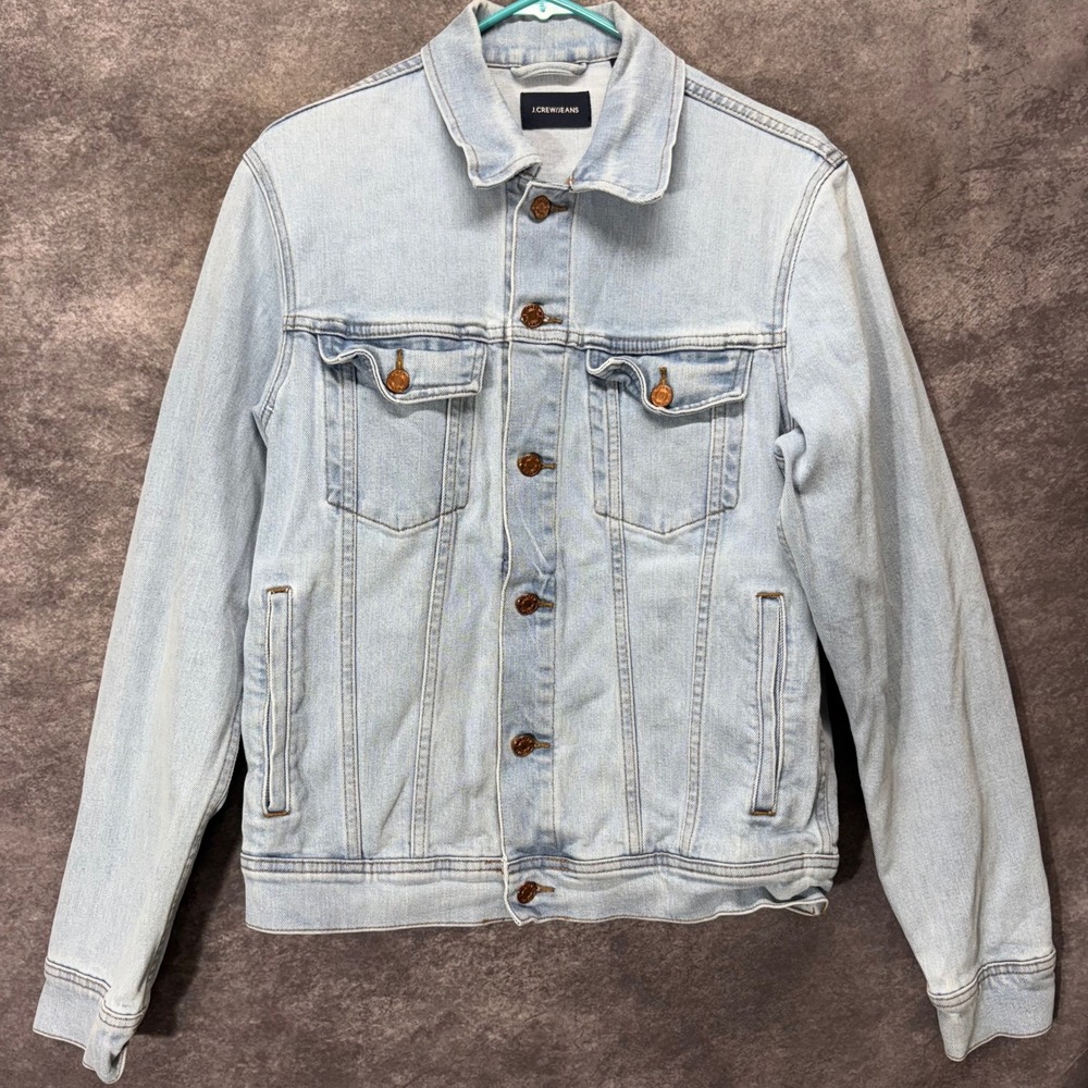 J. Crew Jeans Mens Small Light Wash Denim Trucker Jacket Blue Classic Preppy